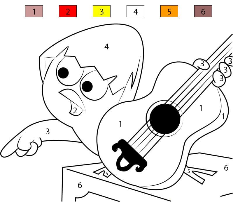 Calimero Playing Guitar Color By Number