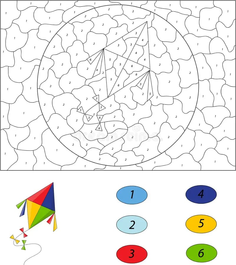 Cartoon Kite Color By Number