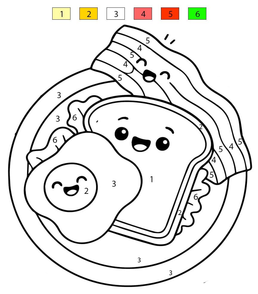 Cartoon Sandwich Color By Number