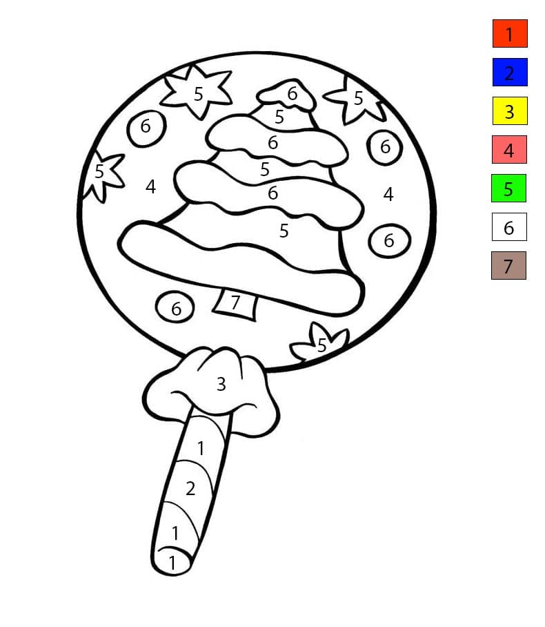 Christmas Lollipop Color By Number