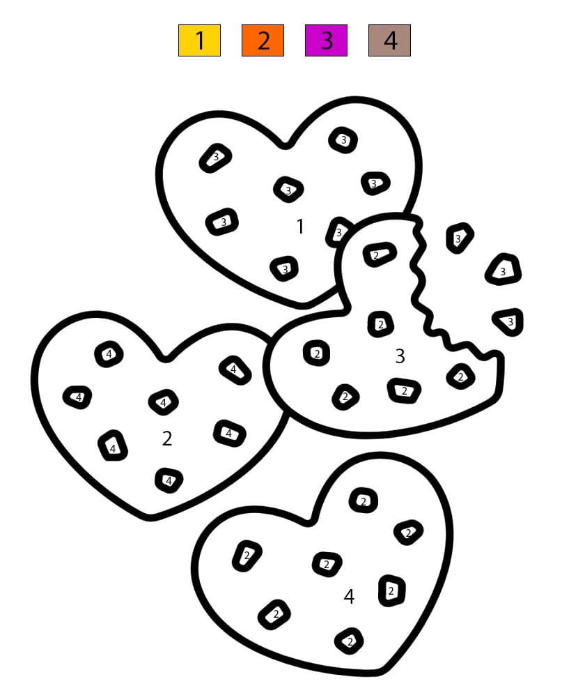 Cookie Heart Shape Color By Number