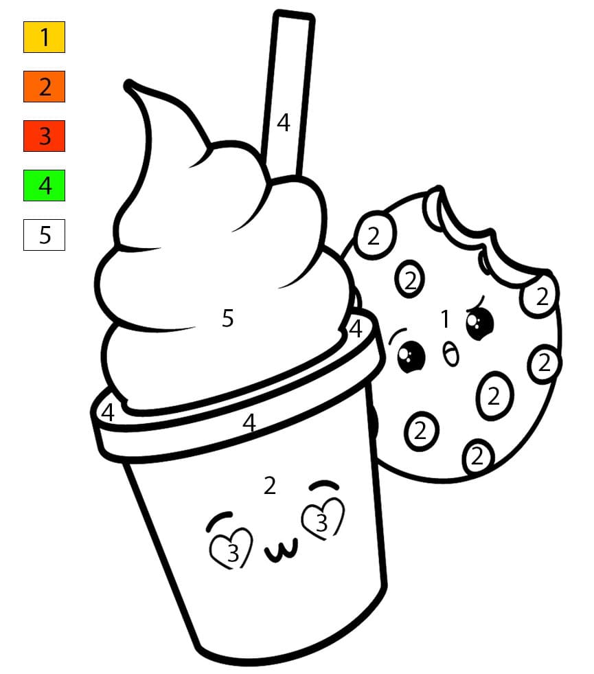 Cookie With Ice Cream Color By Number