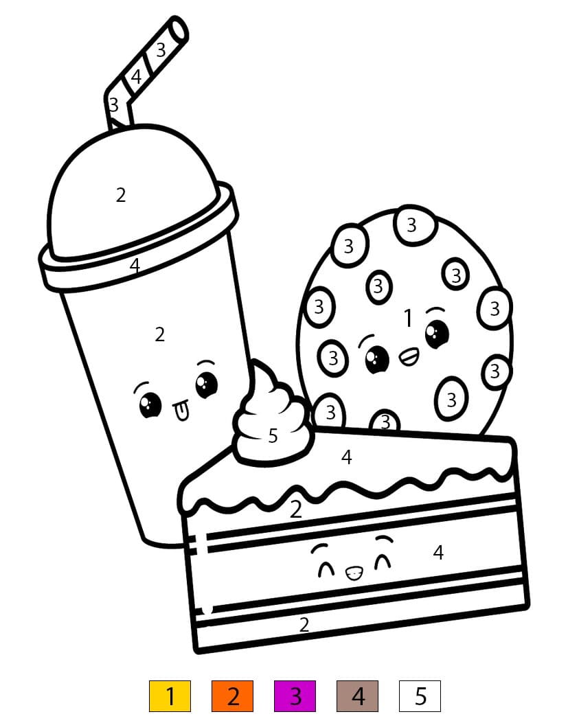 Cookie With Milk Tea And Cake Color By Number