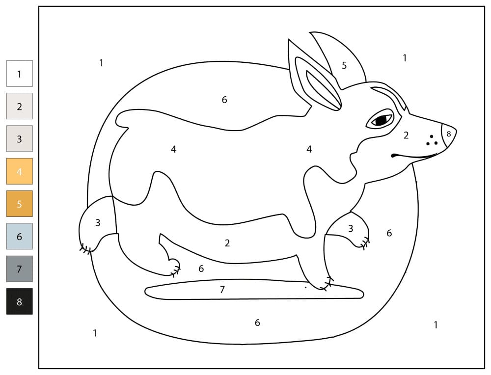 Corgi Walking Color By Number