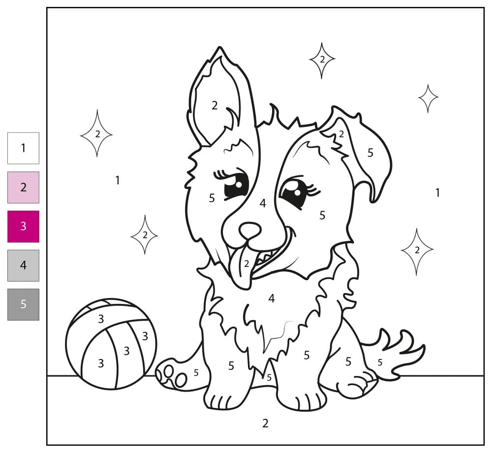 Corgi With Ball Color By Number