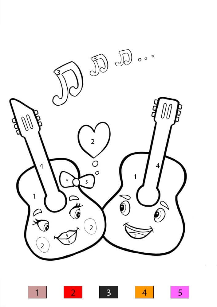 Couple Guitars Color By Number