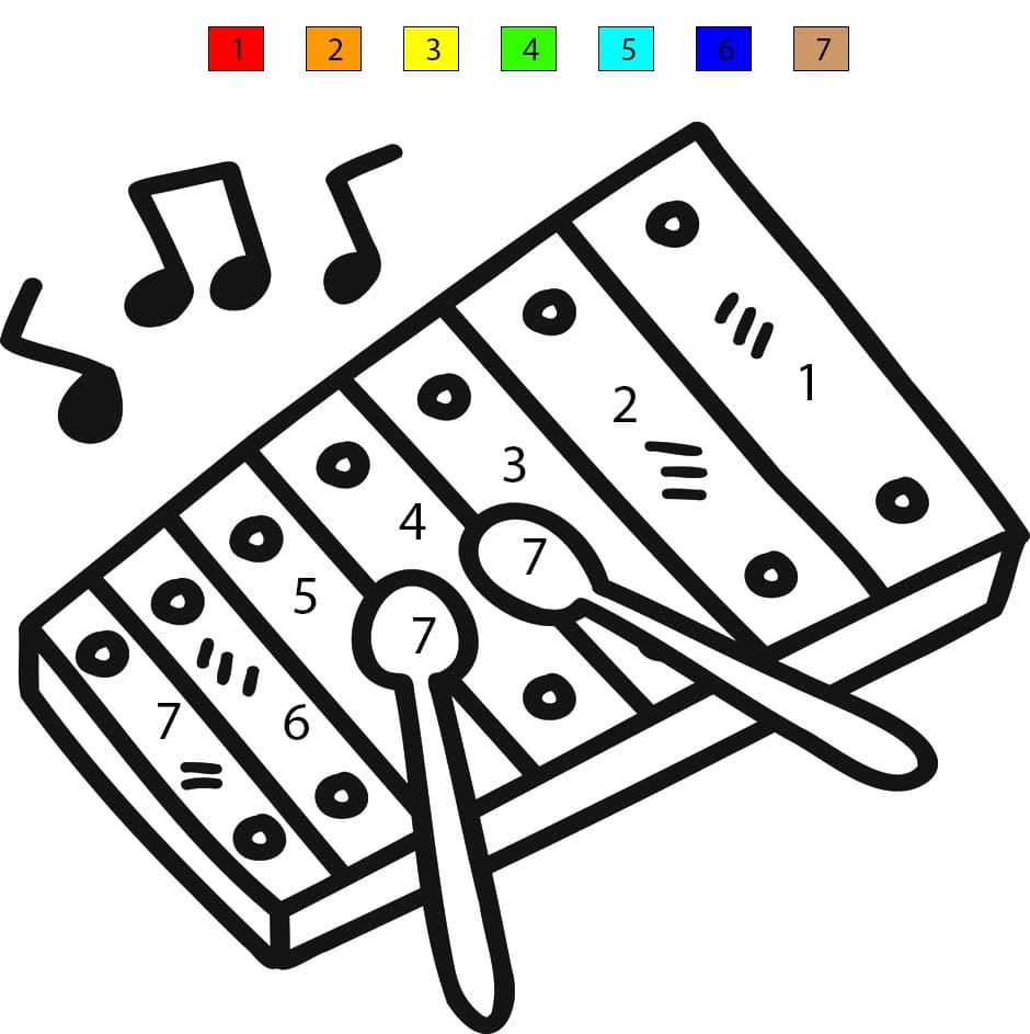 Cute Children Xylophone Color By Number