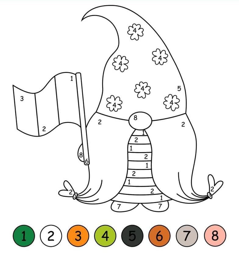 Cute Gnome Color By Number