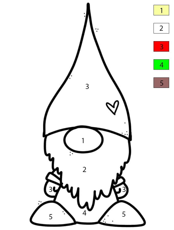 Cute Little Gnome Color By Number