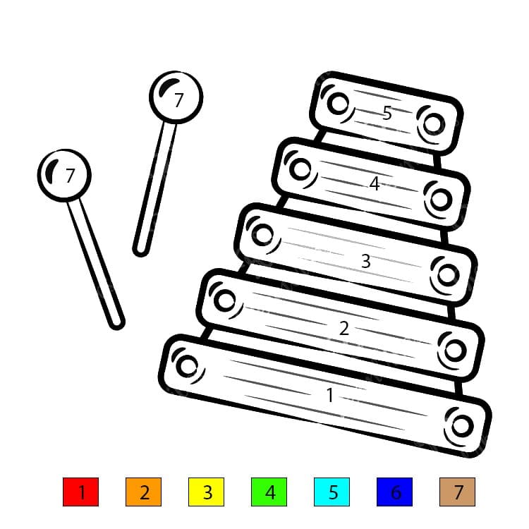 Drawing Of Xylophone Color By Number