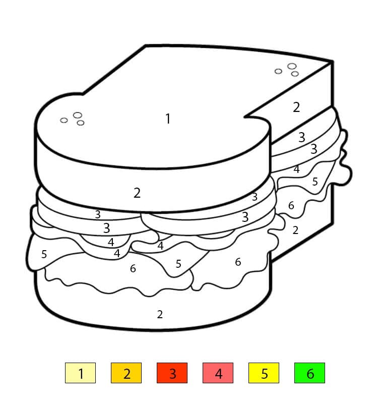 Easy Sandwich Color By Number