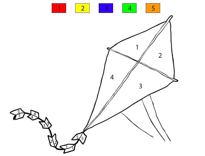 Flying Kite Color By Number