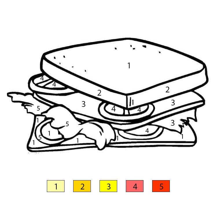Free Printable Sandwich Color By Number