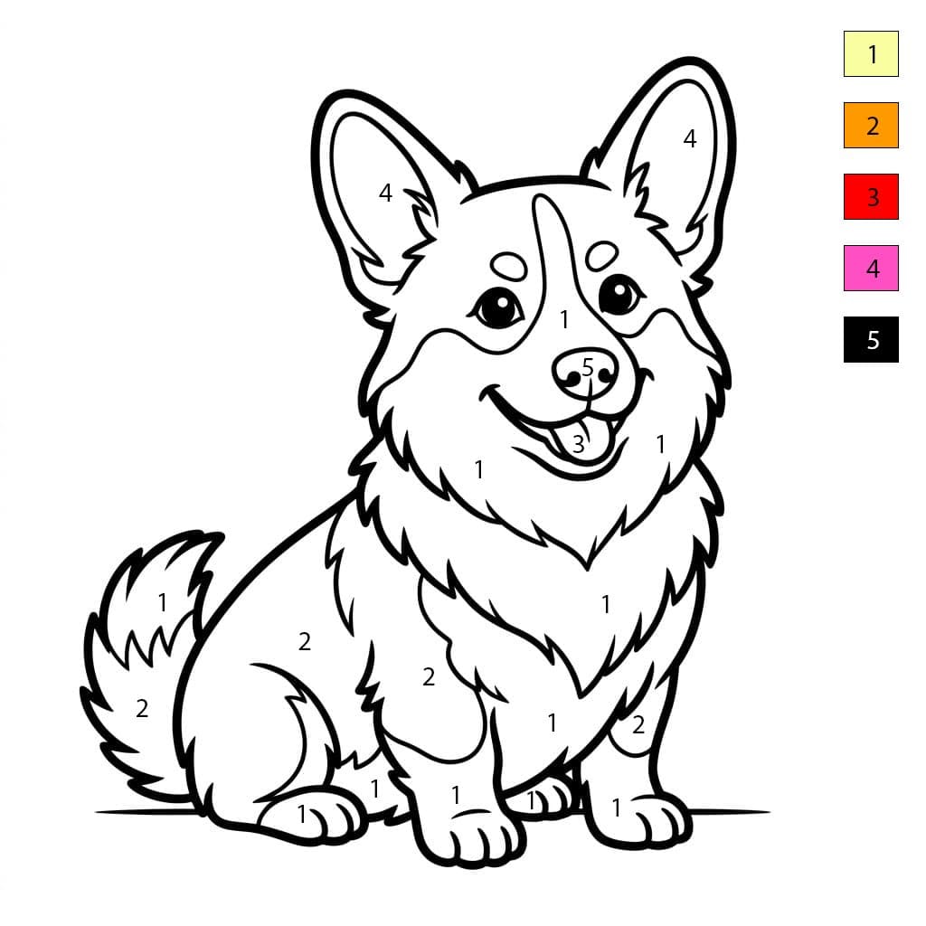 Friendly Corgi Color By Number