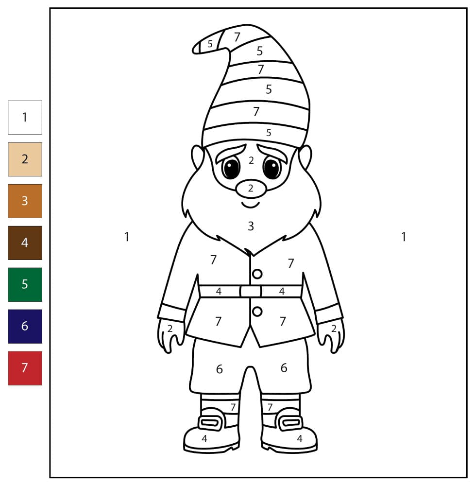 Gnome Standing Color By Number