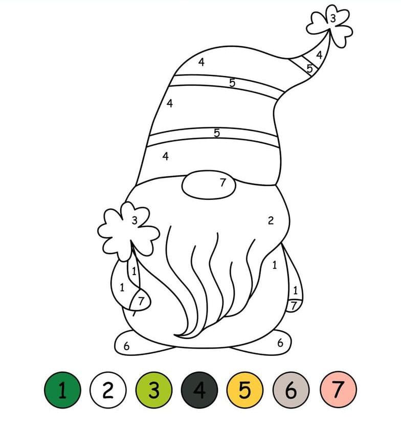 Gnome With Grass Color By Number