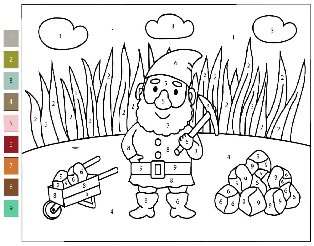 Gnome Working Color By Number