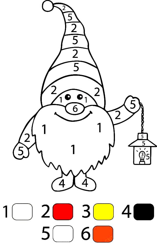 Gnome and Mushrooms Color By Number
