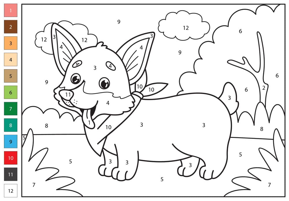 Happy Corgi Color By Number