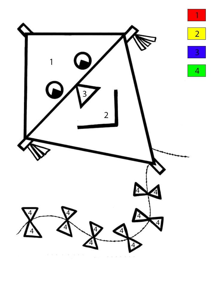Happy Kite Color By Number