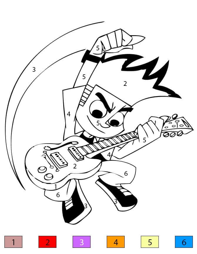 Johnny Playing Guitar Color By Number