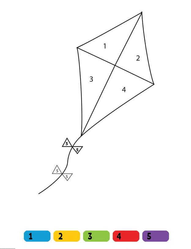 Kite Flying Color By Number