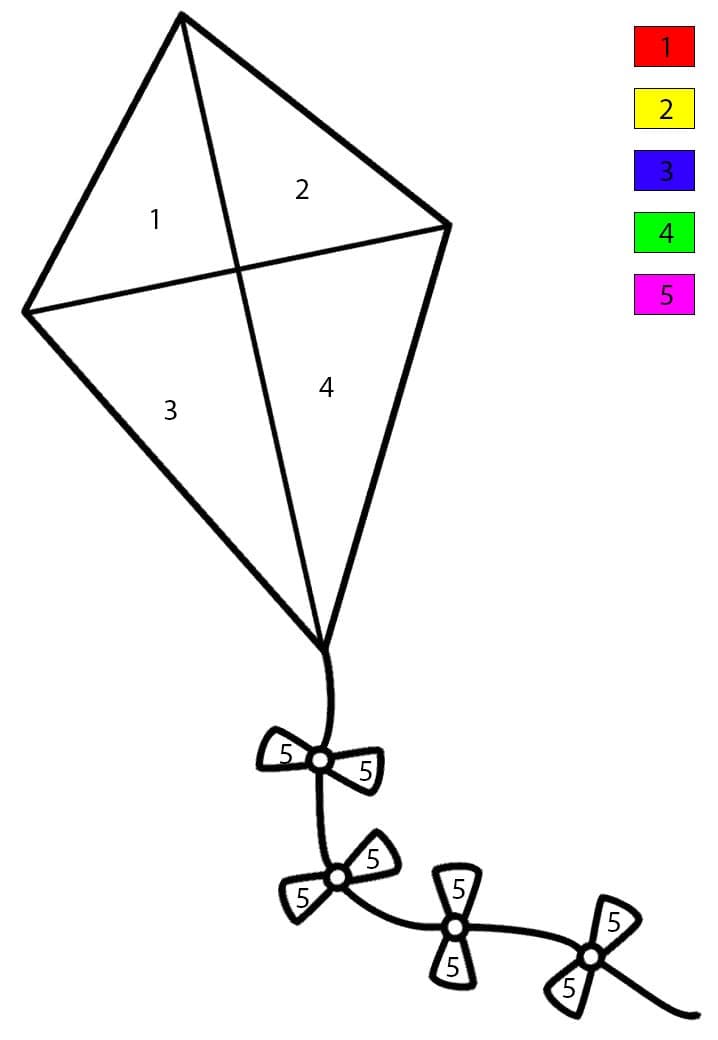 Kite For Kids Color By Number