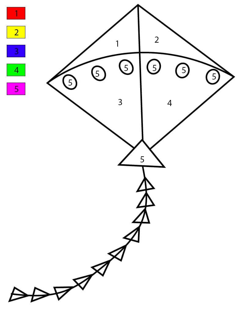 Kite Free Printable Color By Number