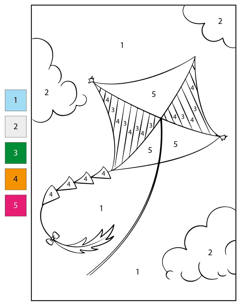 Kite on Sky Color By Number