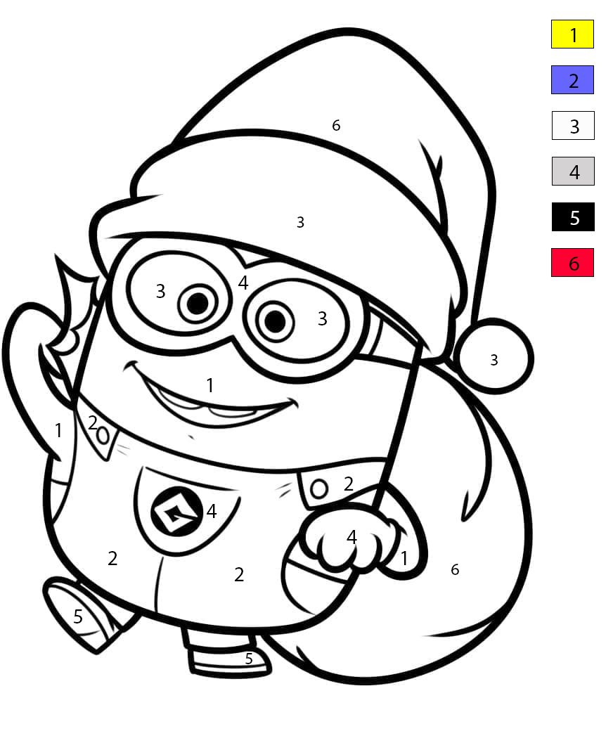 Minion Bob on Christmas Color by Number
