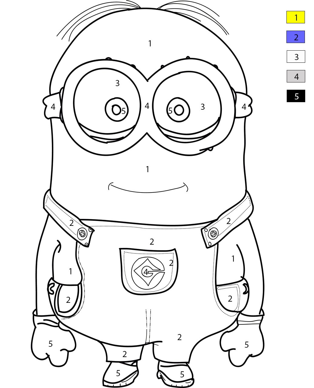 Minion Standing Color by Number