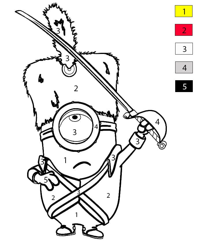 Minion with Sword Color by Number