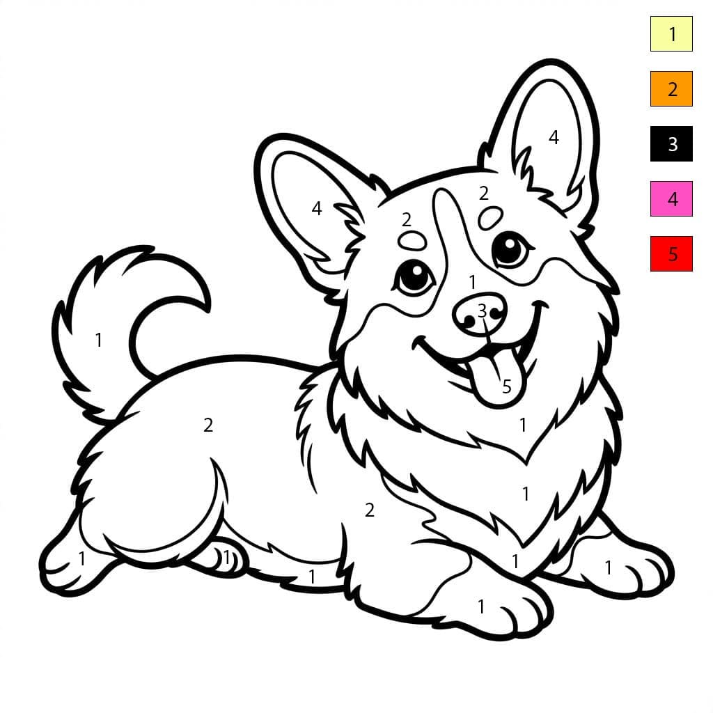 Playful Corgi Color By Number