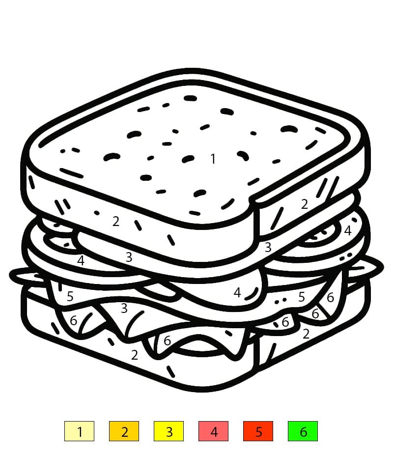 Print Sandwich Color By Number