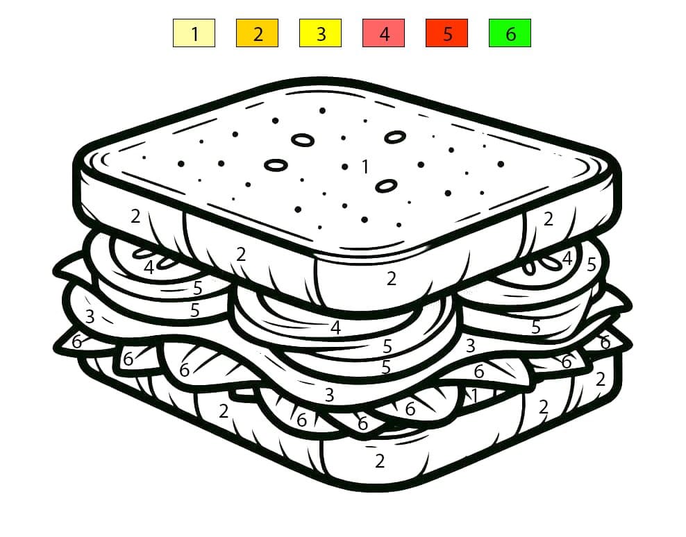 Printable Sandwich Color By Number