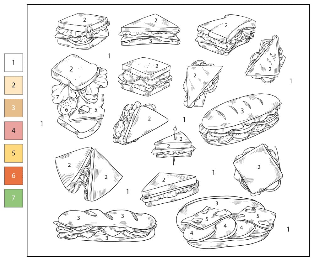 Sandwich Sweet Color By Number