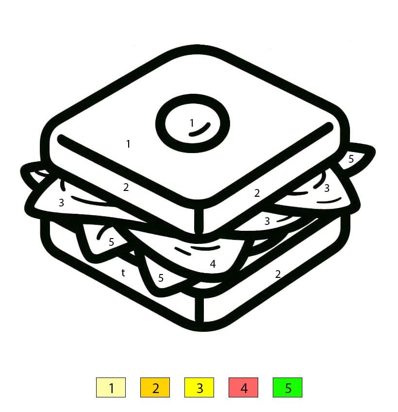 Sandwich to Print Color By Number