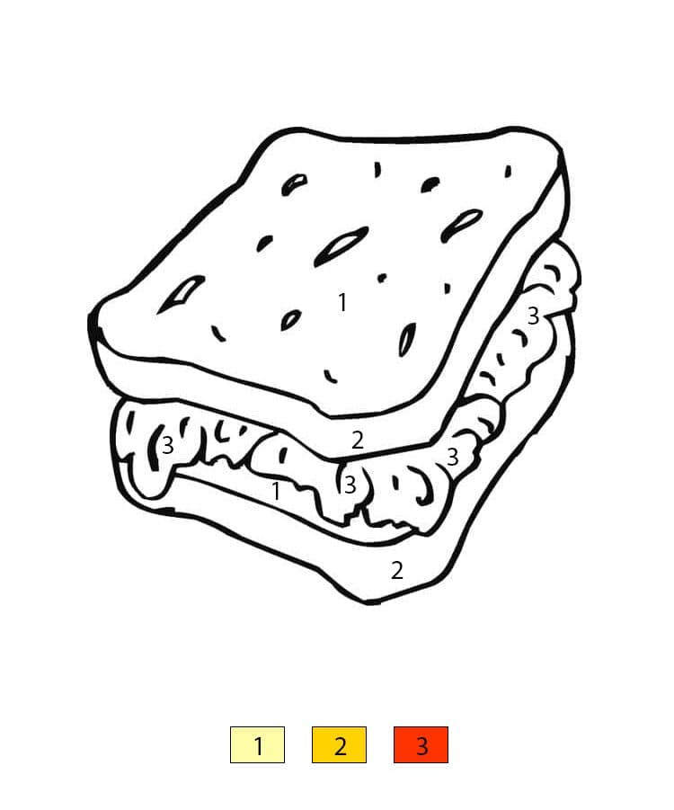 Simple Sandwich Color By Number