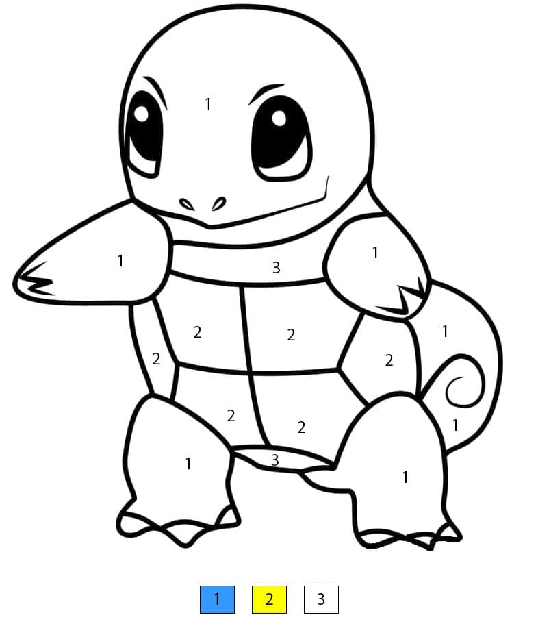 Smiling Squirtle Color By Number