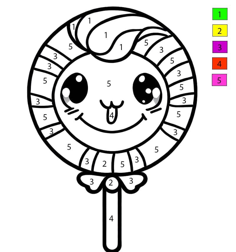 Very Cute Lollipop Color By Number