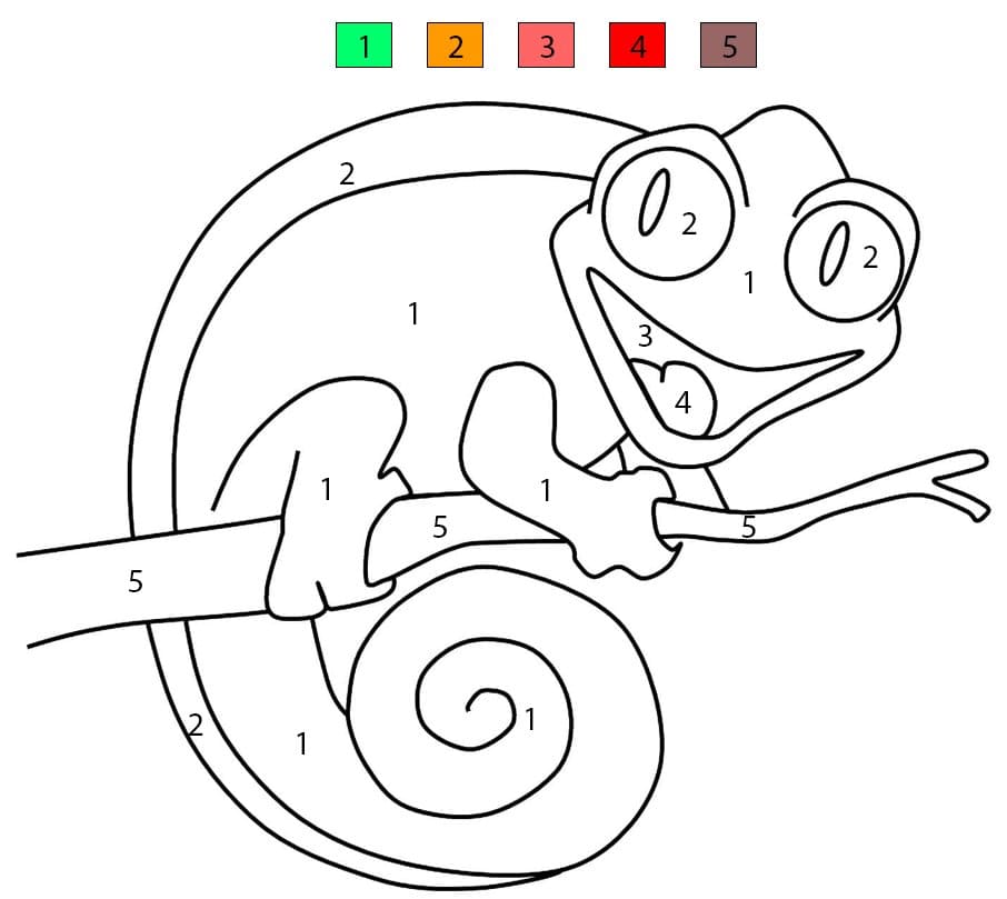 A Smiling Chameleon Color By Number