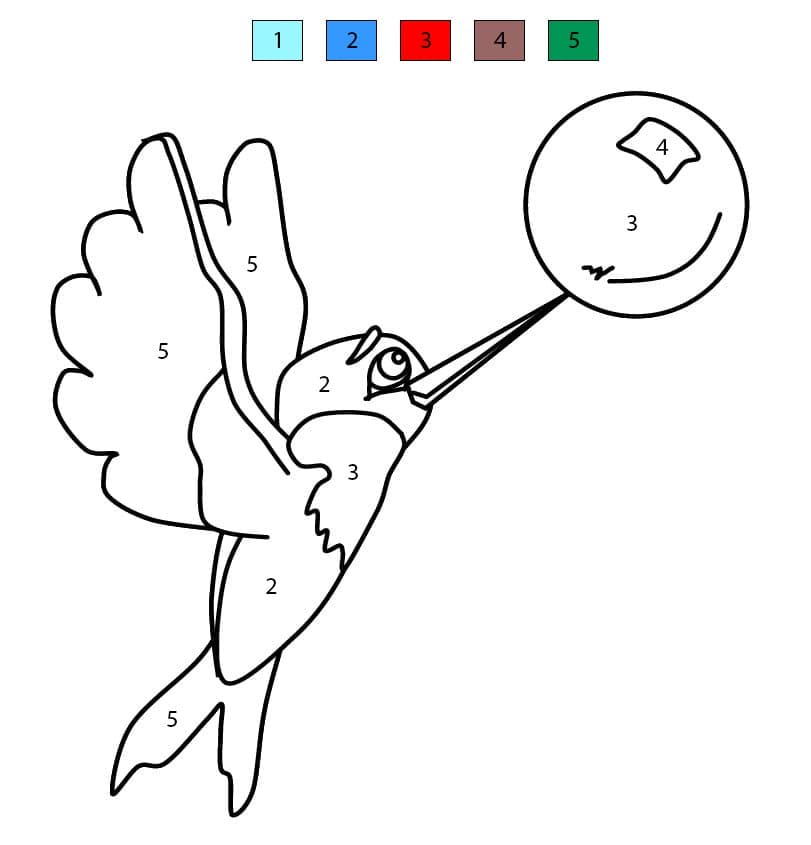 Adorable Hummingbird Color By Number