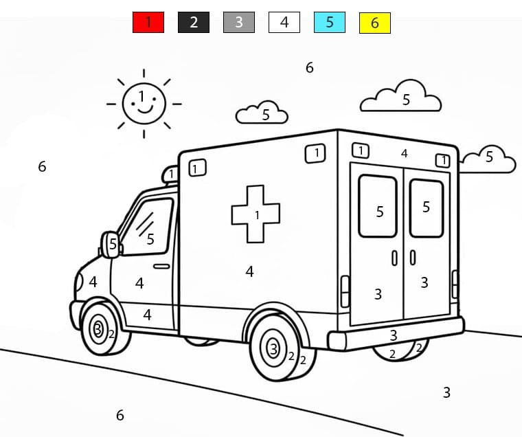 Ambulance On Way Color By Number