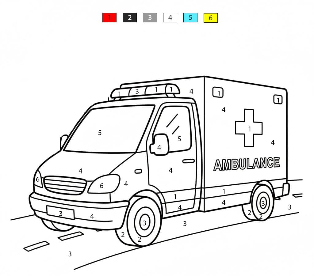 Ambulance Printable Color By Number