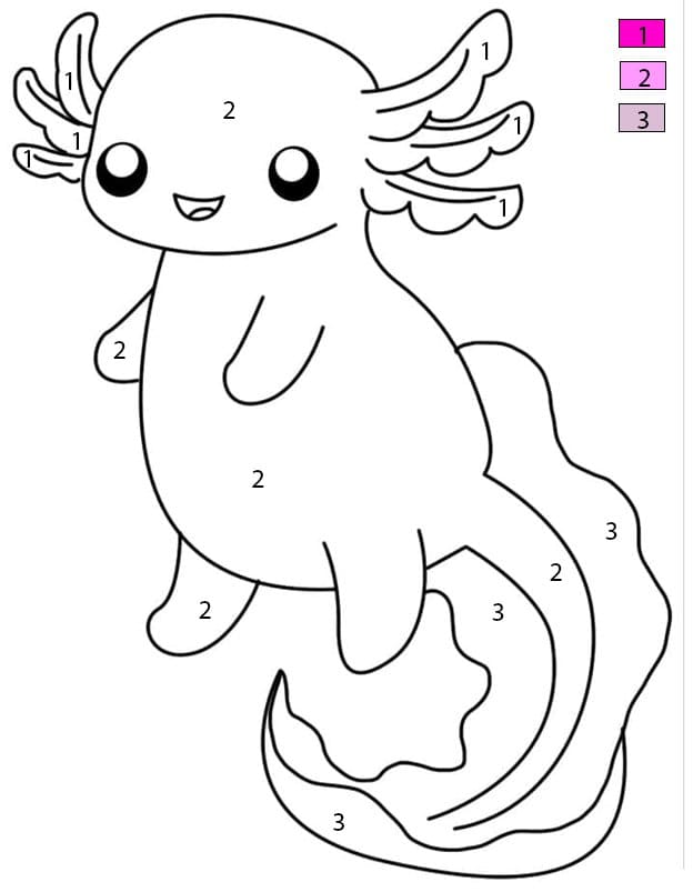 Axolotl Printable For Kids Color By Number