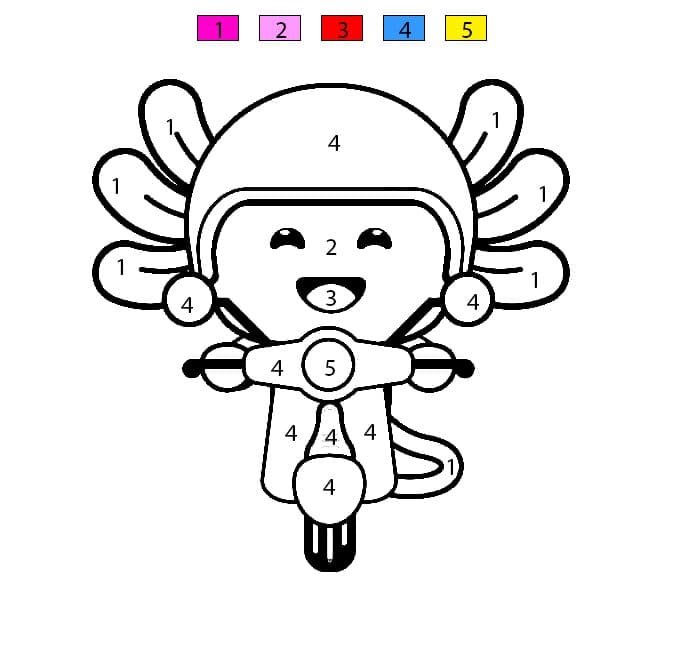 Axolotl on a Moped Color By Number