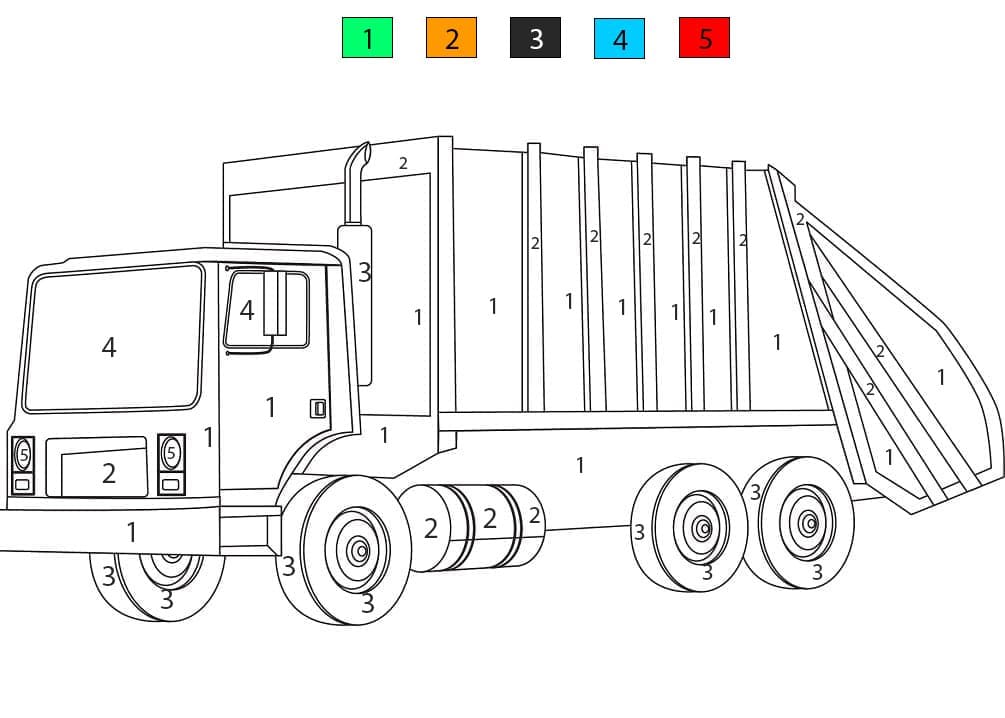 Basic Garbage Truck Color By Number