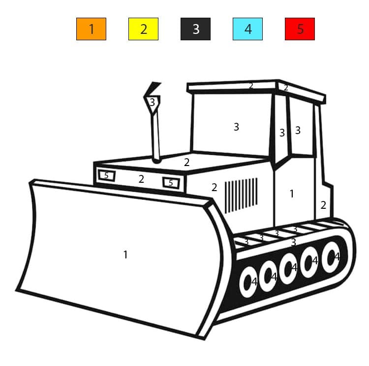 Bulldozer Free For Kids Color By Number