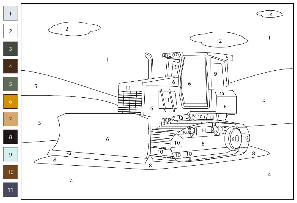 Bulldozer Simple Color By Number