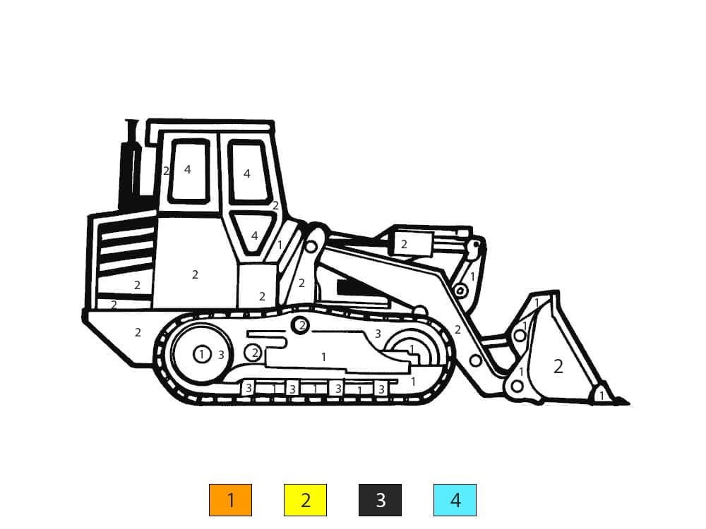 Bulldozer for Children Color By Number